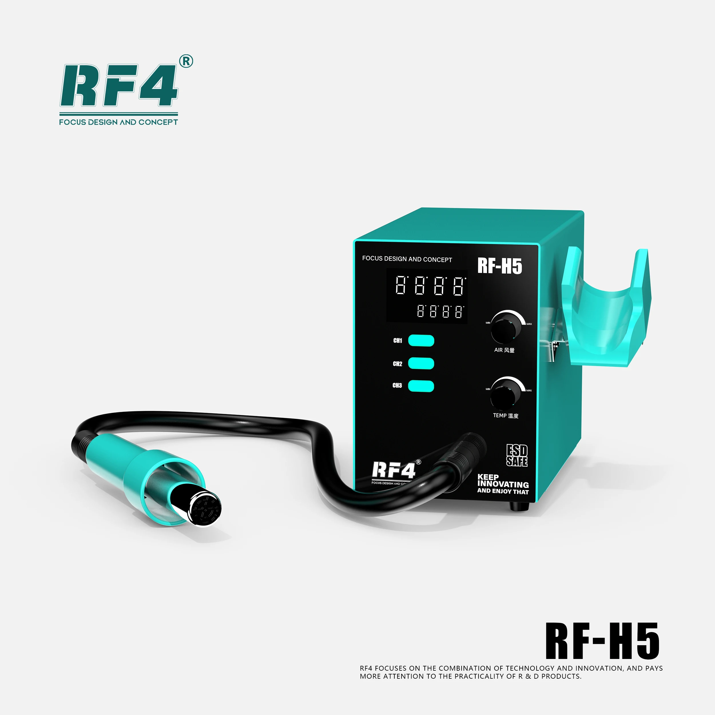 RF4 RF-H5 Hot Air Gun Soldering Station 800W Digital Display