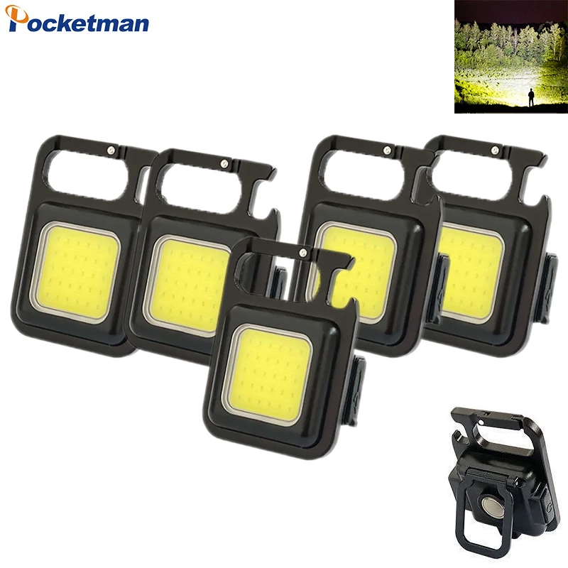 

Mini LED Keychain Flashlight Pocket Emergency Light USB Rechargeable Keychain Light COB Work Light Emergency Torch