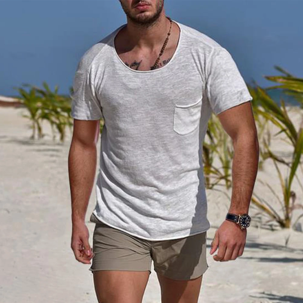 

Brand New Men Tops T-shirt T-shirt Tee White/Gray/Black/Blue Blouse Casual Mesh Muscle Round Neck Short Sleeve