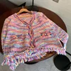 New Autumn Rainbow Color knitted Sweater Women Fashion V-Neck Tassel Decoration Cardigan Lady Retro Single-Breasted Casual Tops 5