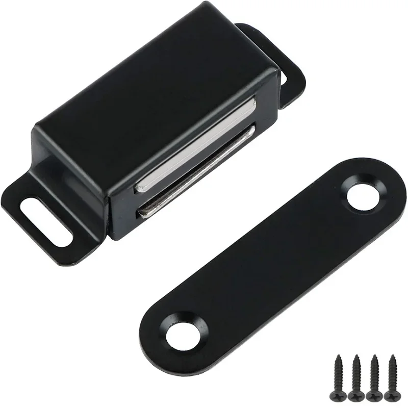 Black Door Magnetic Catch Cabinet Furniture Closet Catches Latch with Strong Magnetic Made of Stainless Steel 4 x Screws