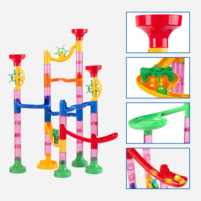 133 Pcs/Set Marble Tracks Educational Toys Race Run Track Coaster Construction Railway Building Pipe Blocks Kids Birthday Gifts 4