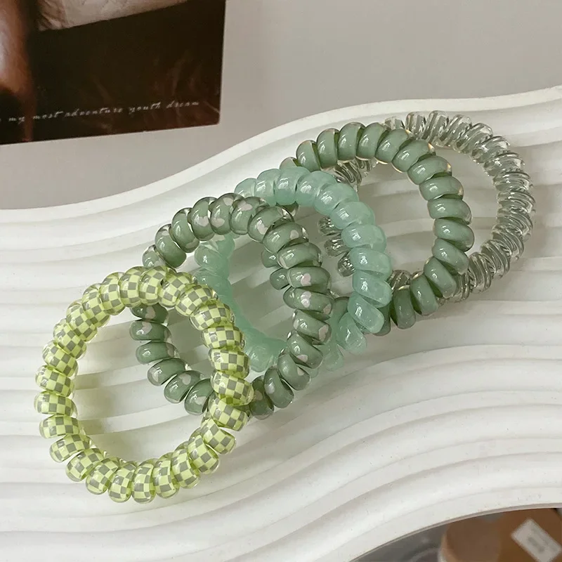 Spiral Coil No-Crease Hair Ties - 5 Pack Elastic Ponytail Holders
