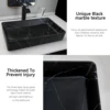 KEMAIDI Black Vanity Sink Rectangle Marble Bathroom Vessel Sink Above Counter Sinks for Bathrooms Porcelain Lavatory Faucet Set 4