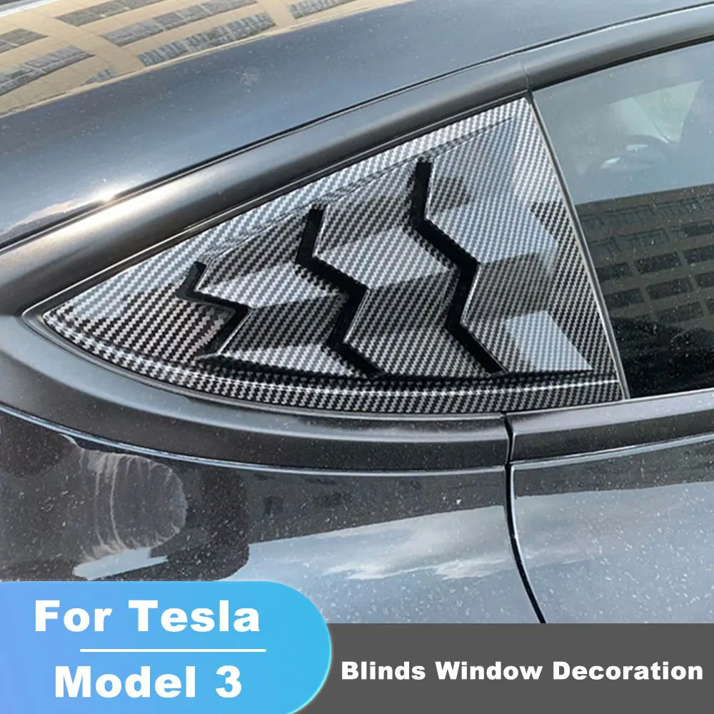 

Blinds Window Decoration Stickers For Tesla Model 3 Rear Triangle Window Spoiler Louver Shutter Cover Sports Modification Parts