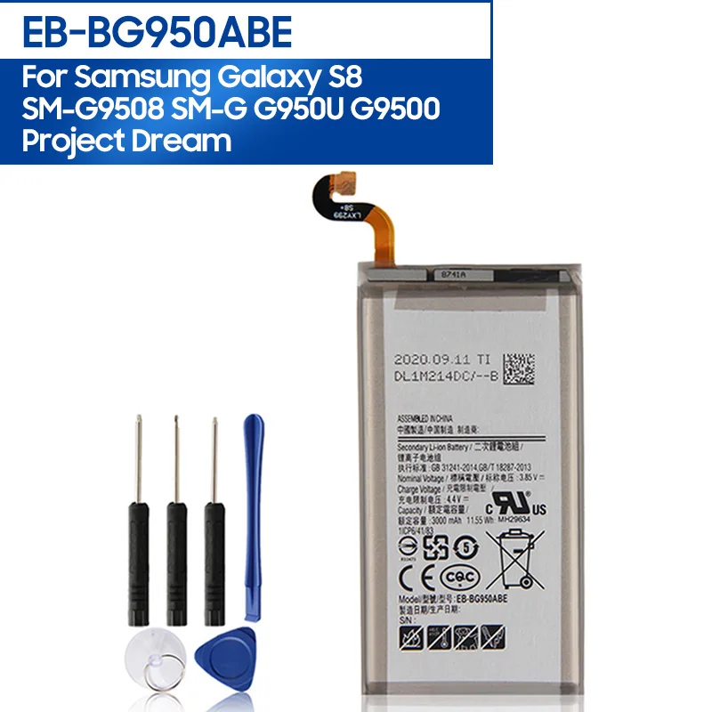 

Replacement Phone Battery EB-BG950ABE For Samsung GALAXY S8 SM-G9508 G9508 G9500 G950U EB-BG950ABA 3000mAh