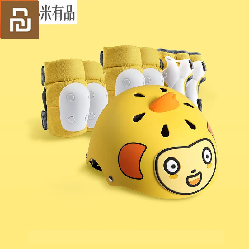

Детский велосипедный шлем Youpin Qixiaobai для катания на роликах, скейтборде, езды на велосипеде, наколенник, защита для запястья, комплект налокотников для мальчиков и девочек