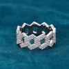 Gra Certified Full Moissanite Diamond Cuban Rings for Men Women 100% 925 Sterling Silver Hip Hop Double Row Eternity Band Ring 4