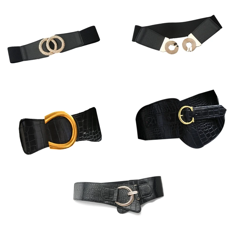 

Women Fashion Elasticity Waist Strap Retro Buckle Multi Type Belt All-match Coat Ladies Wide Harajuku Formal Waistband