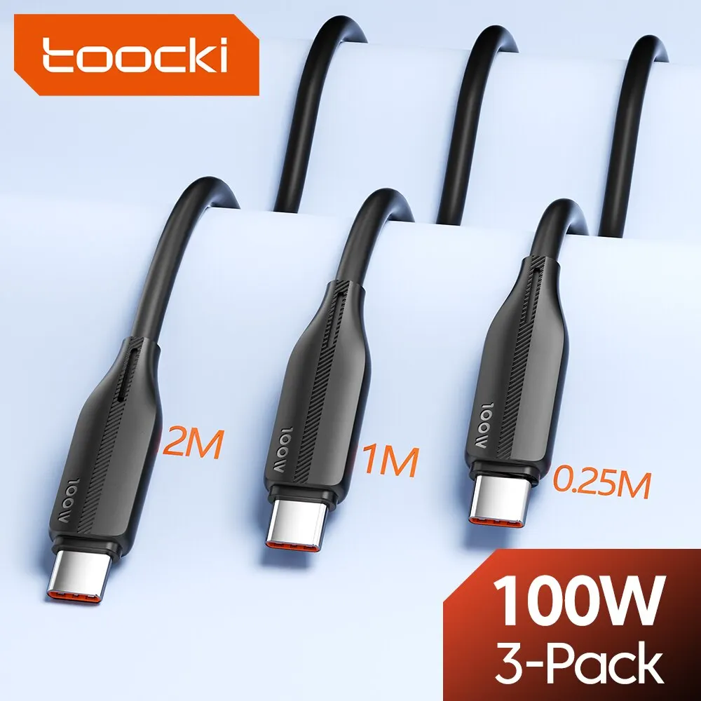  Toocki 3 Pack USB Type C Cable 100W Super Fast Charging Cable For Huawei Mate 50 40 P50 40 Xiaomi 11 Realme USB C Cord Data 3pcs 