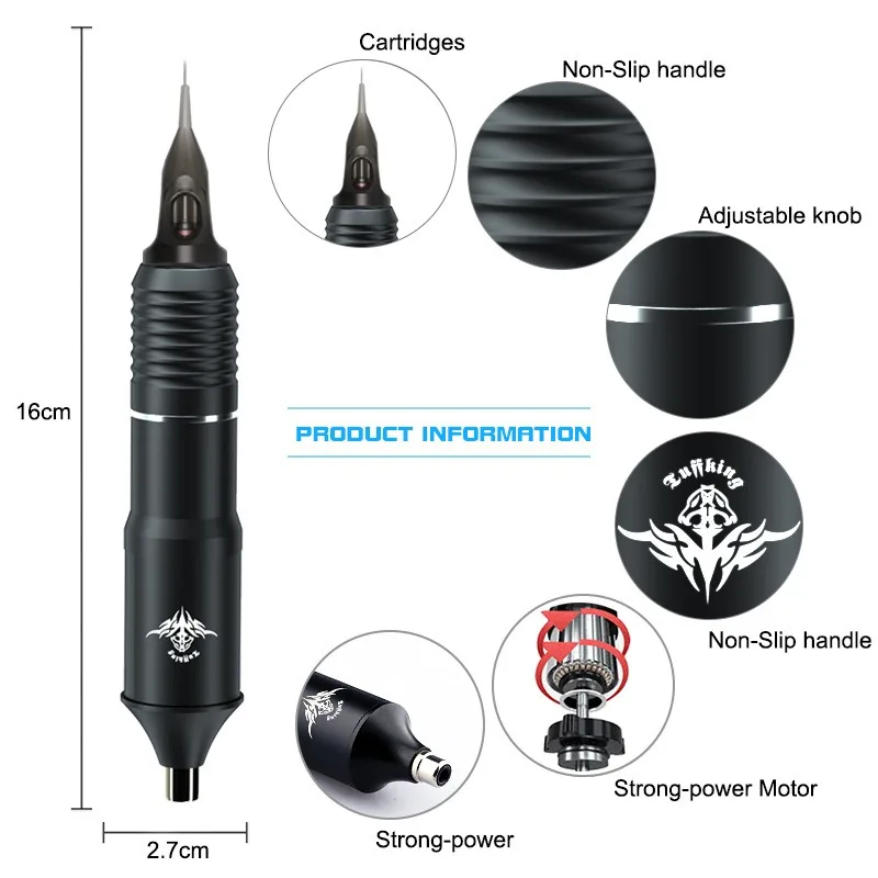 Professional Rocket Tattoo Pen Rotary Tattoo Machine Gun Permanent Makeup Machine Space Aluminum Cartridge Tattoo Gun Equipment