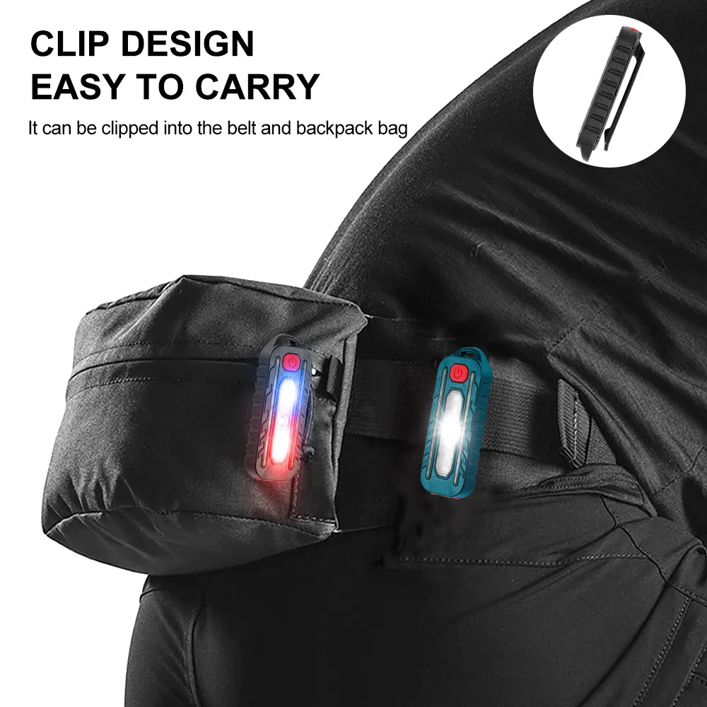 Multifunções vermelho e azul luz de advertência carregamento usb bicicleta luz da cauda led à prova dwaterproof água polícia ombro clipe luz capacete lâmpada