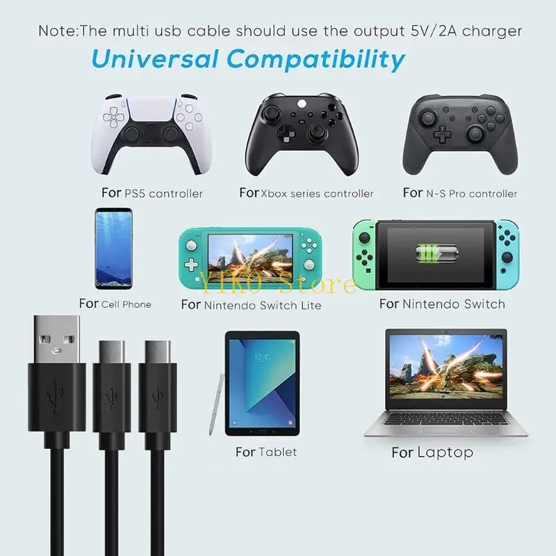 컨트롤러 스위치 폰용 2 in 1 Type-C USB 고속 충전 케이블 코드용 K32C