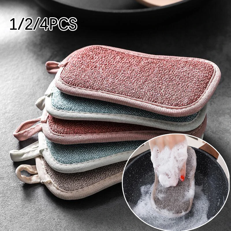 Double Sided Scrub Sponges for Dishes Pan Pot Dish-Washing Sponges Household Scouring Pad Kit Tools Kitchen Tableware Brush