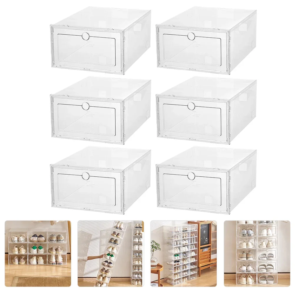 

Storage Sneaker Plastic Shoe Bin 6 Drawers Showcase Closet Pcs Organizer Box Display