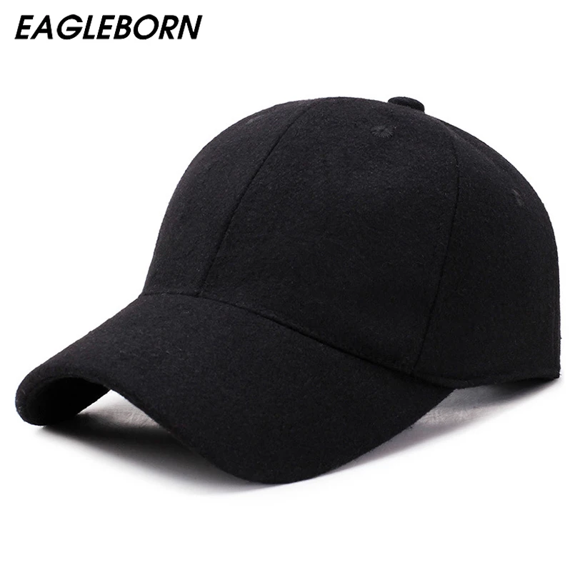 

Winter Baseball Cap Men Solid Color Simple Felt Casual Baseball Cap Sports Fashion Baseball Cap Snapback Black Red Hat Women