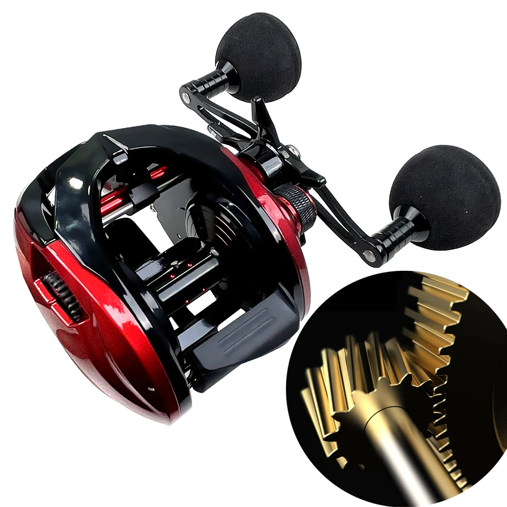 

15KG Drag Jig Baitcast Fishing Reel Saltwater Big Game Reel Dual-row Powerful Magnet Carbon Fiber Baitcasting Reels 6.4:1 8+1BB