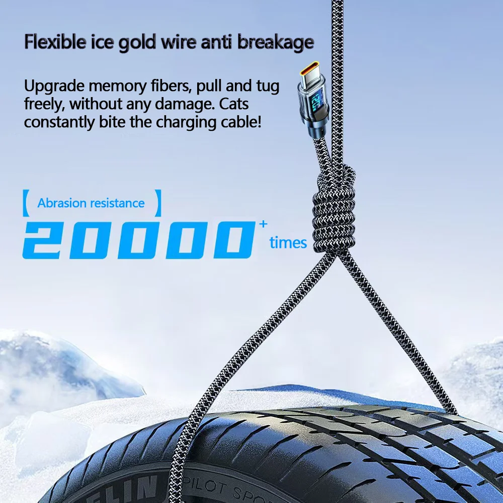 120W USB-C 타입 케이블, 초고속 충전 케이블, 100W 타입-C to 타입-C 데이터 케이블 (LED 디스플레이 포함), 화웨이, 오포, 비보용 ?