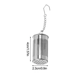 Stainless Steel Cylindrical Fine Mesh Tea Infuser with Chain Hook - Multipurpose Seasoning Strainer and Tea Holder (S)