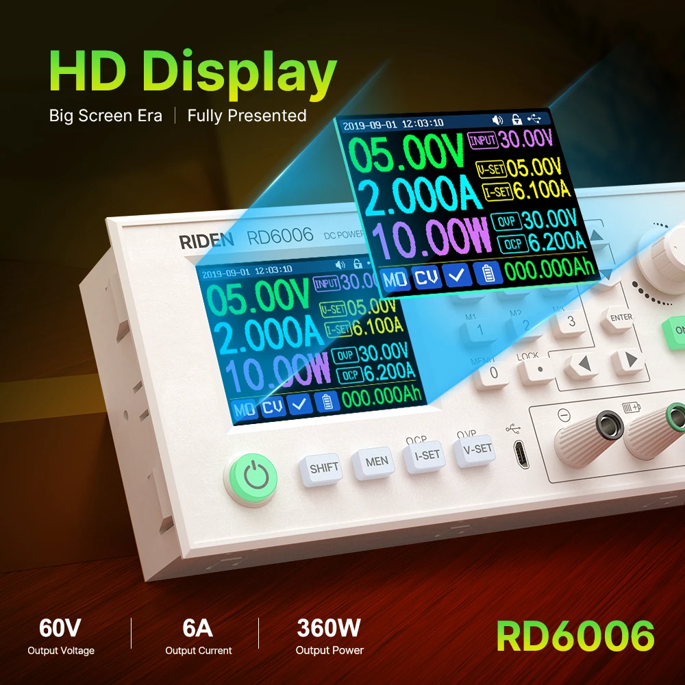 DC電圧電流降圧電源モジュール,60v,6aバッテリー充電器,rd6006,rd6006w 
