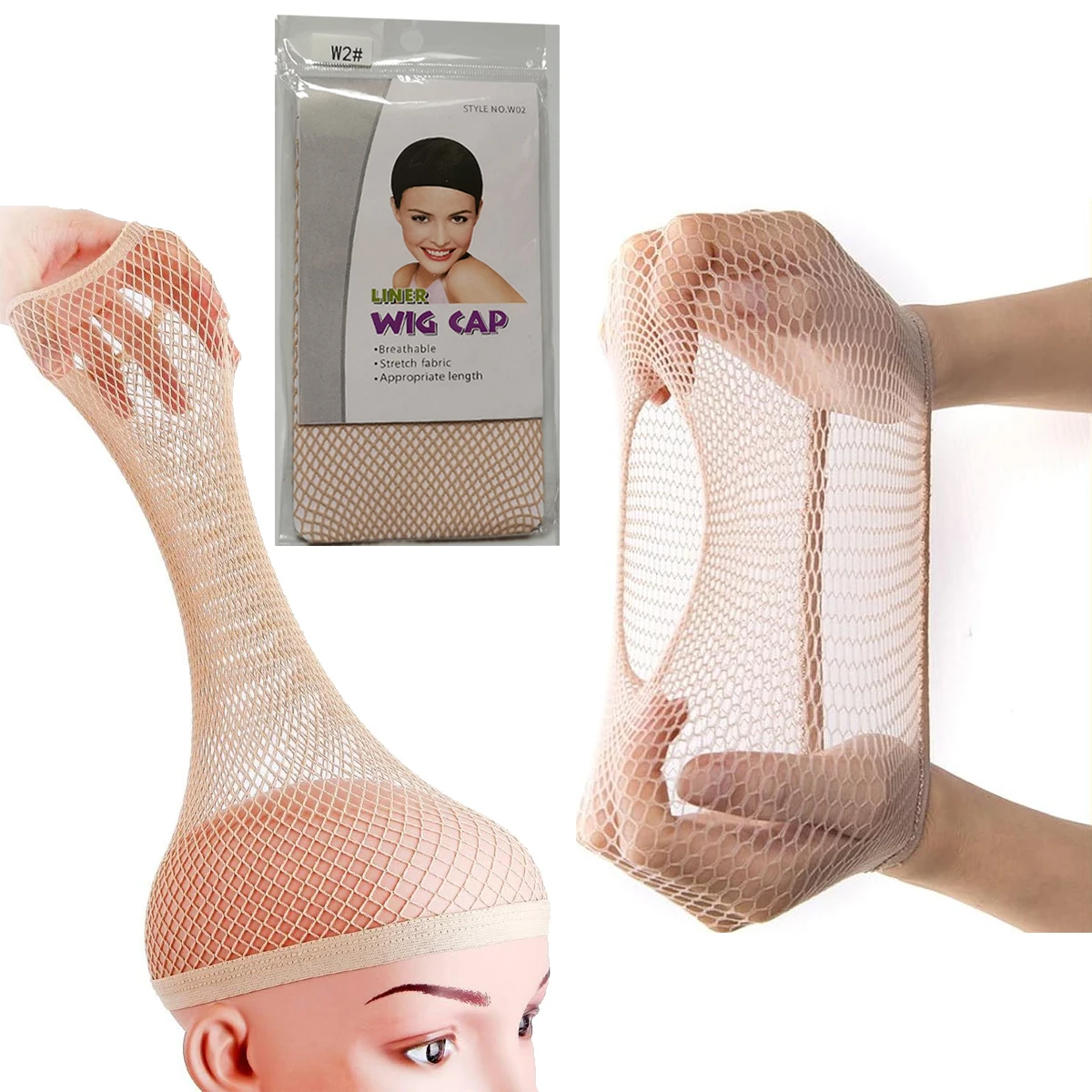 2Pcs Mesh Wig Cap For Long Hair Women Hairnets Elastic Nylon Wig Cap Open End Short Fishnet Hair Net