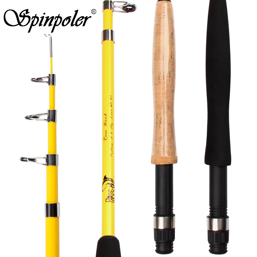 SpinpolerProtableTelescopicFlyFishingRodFiberGlass66Salmon