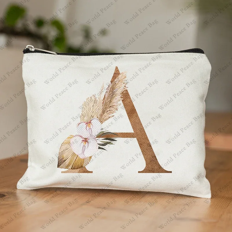 1Pc A-Z Personalized Makeup Bag, Boho Floral Letter V Cosmetic Bag, Idea Birthday Gifts for Women Mom, Gifts for Best Friend Bri 3