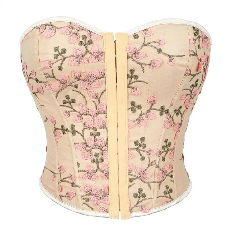 

Strapless Off Shoulder Corset Crop Top Floral Embroidered Camisole Underwear Female Bustier Body Shaper Short Torso Korset