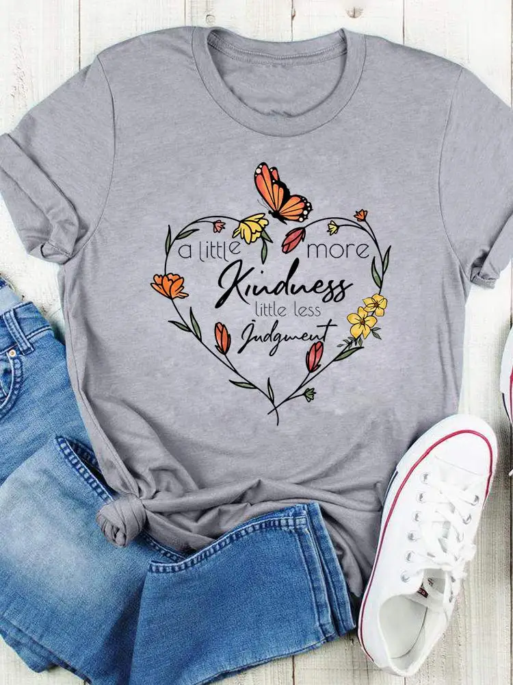 

Love Heart Butterfly Trend 90s Tee Women Lady Print Summer Casual Cartoon Graphic T Top Clothing Cartoon Fashion Tshirts T-Shirt