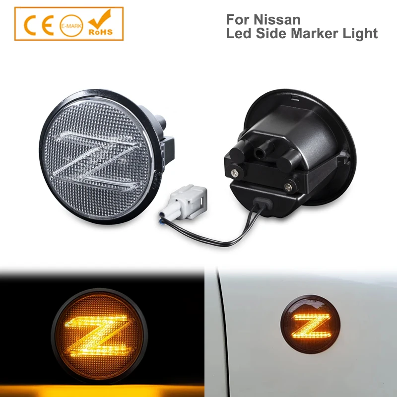 

Clear Lens LED Sequential Side Marker Lights for Nissan 370z Z34 2009-2020, 350z Z33 2003-2009 Turn Signal Lamps 26165-1EK0A