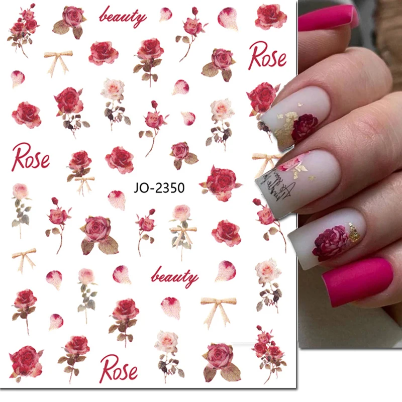 

3d Nail Art Stickers Retro Feel Roses Flowers Adhesive Sliders Nails Decals For Manicures Decoration Beauty