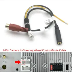 Universal AUX IN Sub Rear Out Cam Video RCA Harness Cable for Pioneer Radio Systems (6Pin Camera)