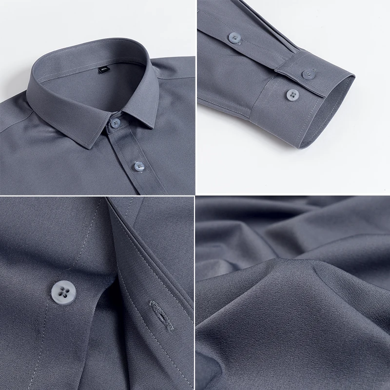 Men's new stretch anti-wrinkle cotton shirt long-sleeved formal shirt men's slim vest business social shirt casual white shirt