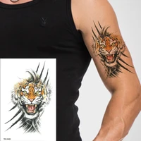 Tiger Waterproof Temporary Tattoo Sticker Lion King Wolf Body Chest Leg Waterproof Fashion Sticker Man Totem