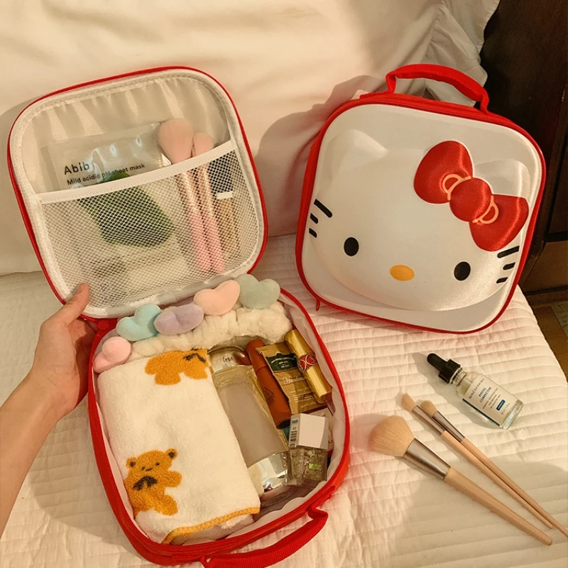 

Sanrio Hello Kitty Kuromi My Melody Bag Anime Makeup Bag Portable Large Capacity Travel Cute Toiletries Storage Box Girls Gifts