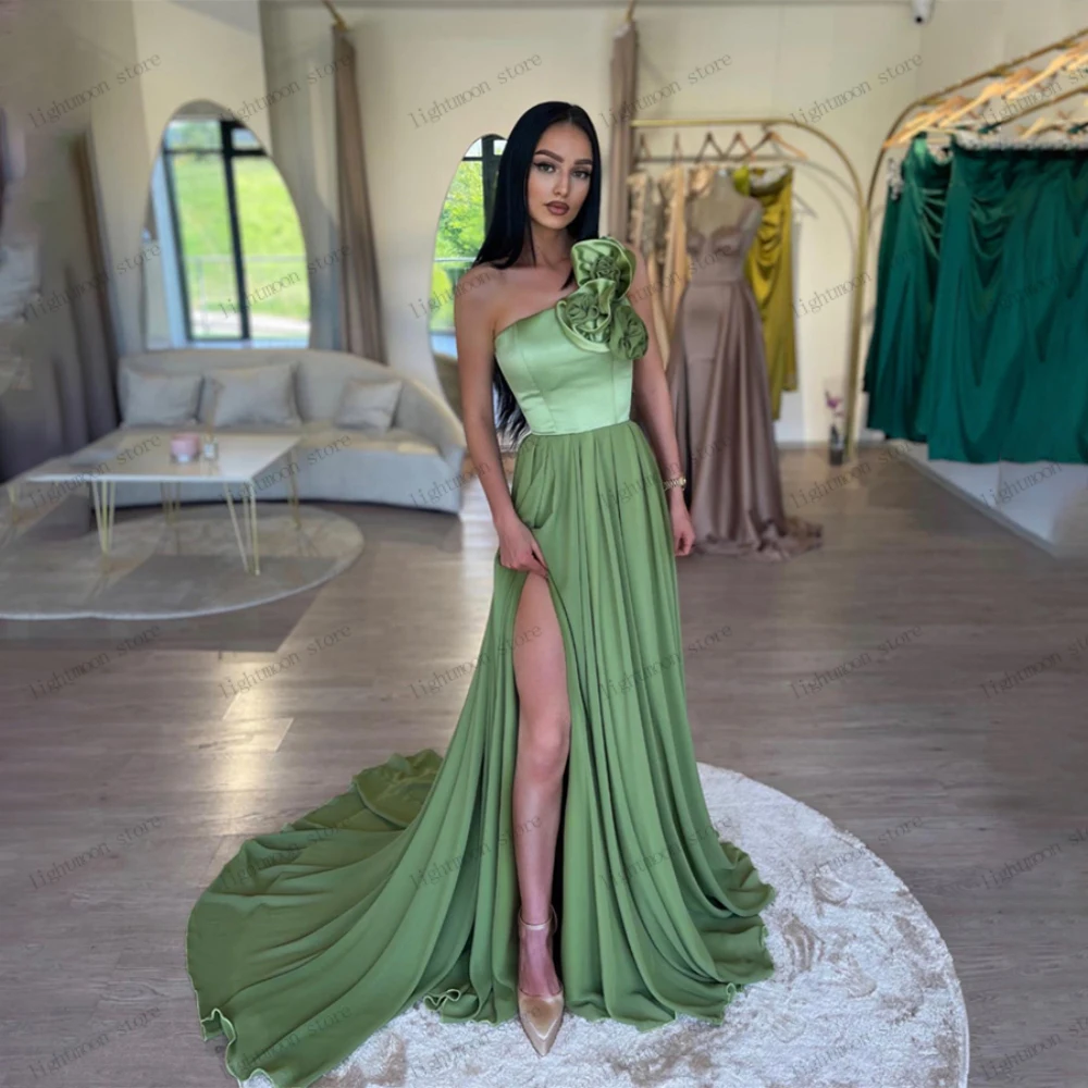 

Simple Evening Dresses Graceful Prom Dress Chiffon Sweep Train A-Line Robes Satin Pleat Sleeveless Glamorous Vestidos De Noche