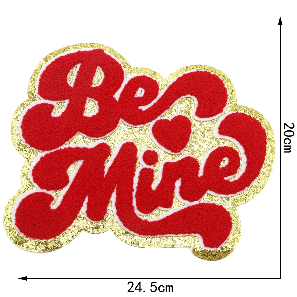 1PC Be Mine Herz Liebe Eisen auf bestickt Patch DIY Reparatur Chenille Patch Valentinstag Geschenke für Paare Kleidung Rucksack – Detail 18