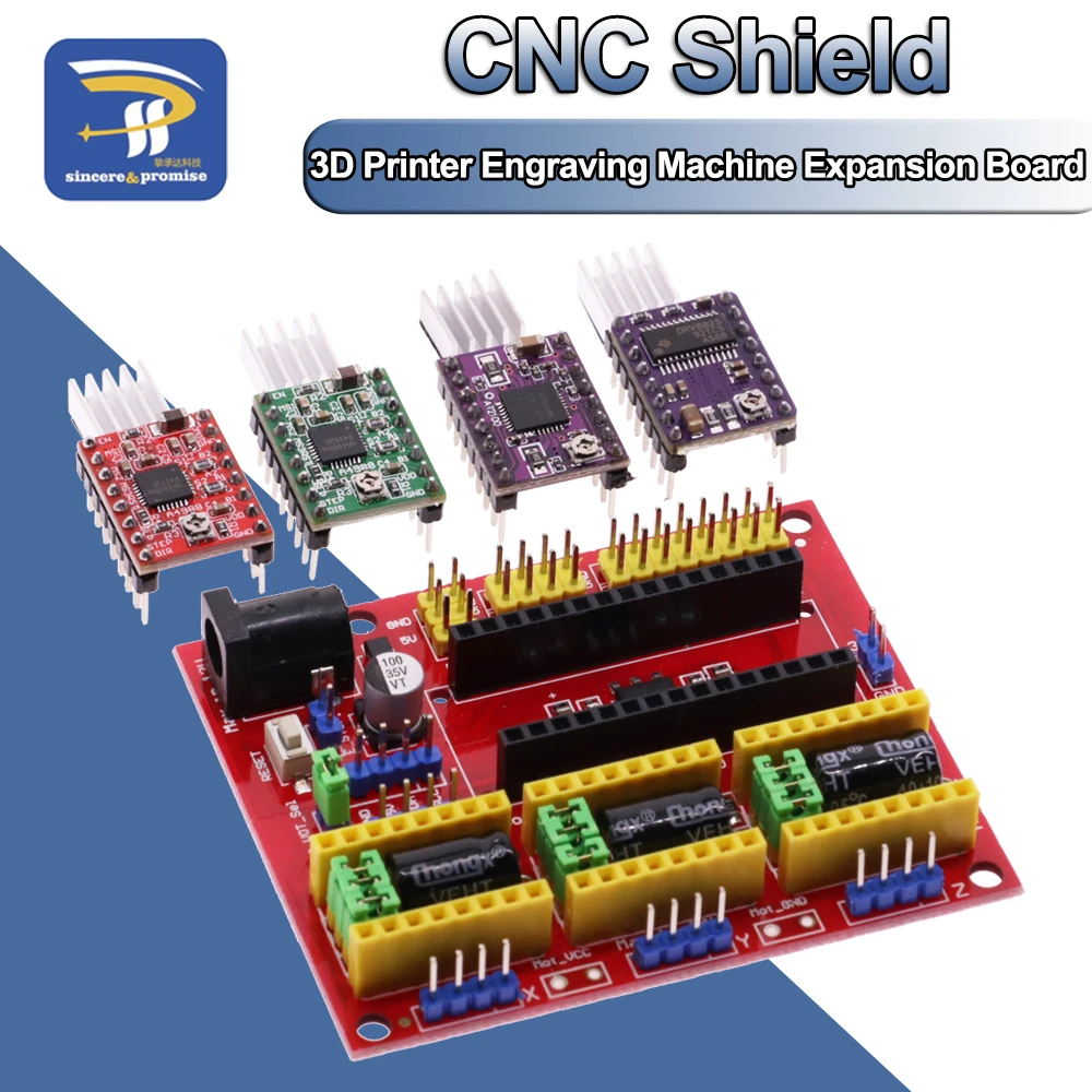 Macchina Per Incidere/Stampante 3D/+ 3 Pezzi A4988 / Drv8825 / At2100 Driver Motore Passo-Passo Per Arduino Cnc Shield V4