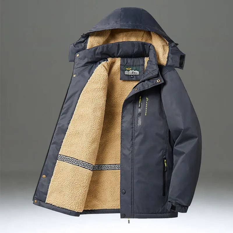 Hot Men's Winter Coat Parkas Sweatshirt With Zipper Hooded Jackets Coats Man Bomber Vintage Mens Windbreak Trekking Cold Knitted