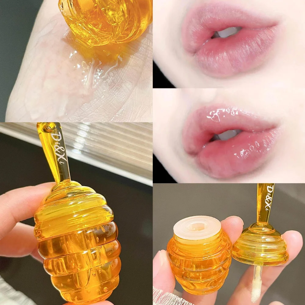 

5ML Unisex Honey Lip Oil Moisturizing Nourishing Anti-wrinkle Lip Care Mask Anti-cracking Smooth Lips Sleep Fine Lines Lip Balm