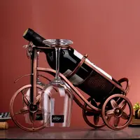 Retro Carriage Bike Wine Rack Hanging Wine Glass Holder Bar Dining Table Decor Wine Bottle Display Rack Wine Cup Organizer 1