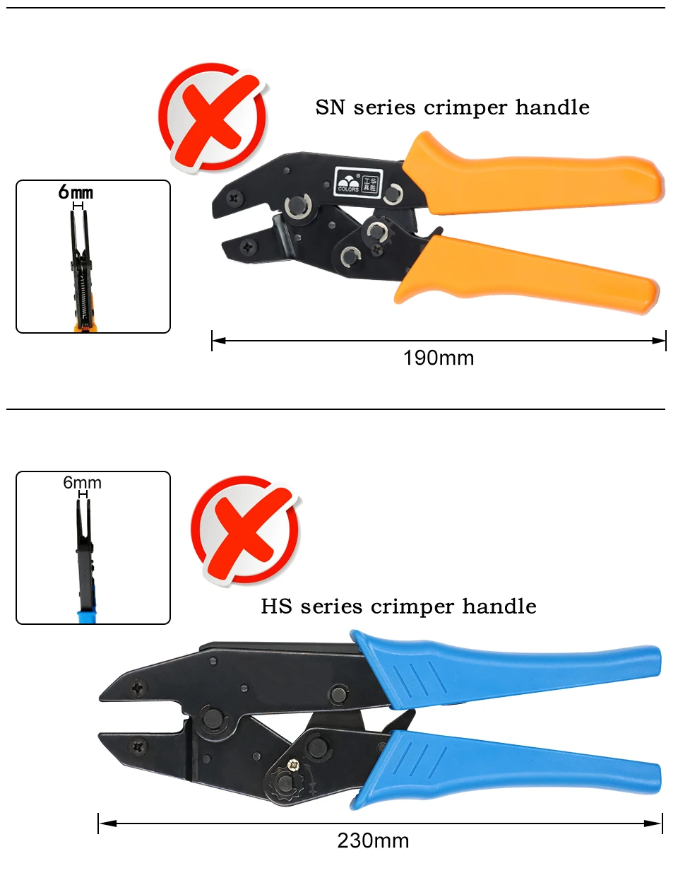 1 Stück SN Crimpzange Backe (Breite 4 mm/Zange 190 mm) Pulverlegierung für TAB 2,8 4,8 6,3 XH2,54 Stecker Isolierrohr Terminal Werkzeuge – Detail 3