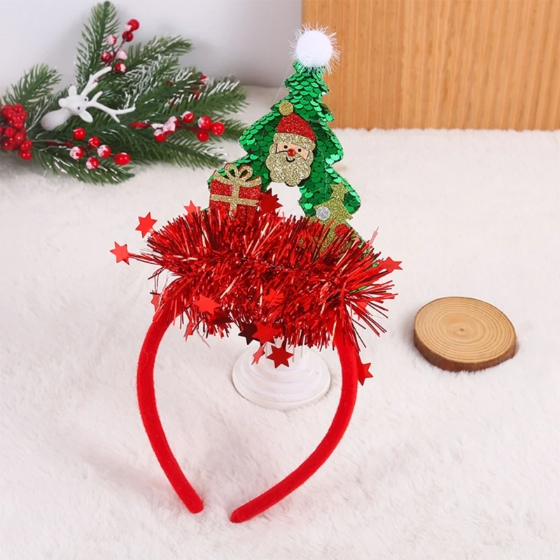 Sequined Christmas Decorative Hairhoop New Year Party Christmas Tree Headband Festival Decors Family Gathering Headwear