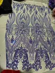 Elegant Rose Red and Dark Green Glitter Lace Fabric - 1 yard (Purple skin)