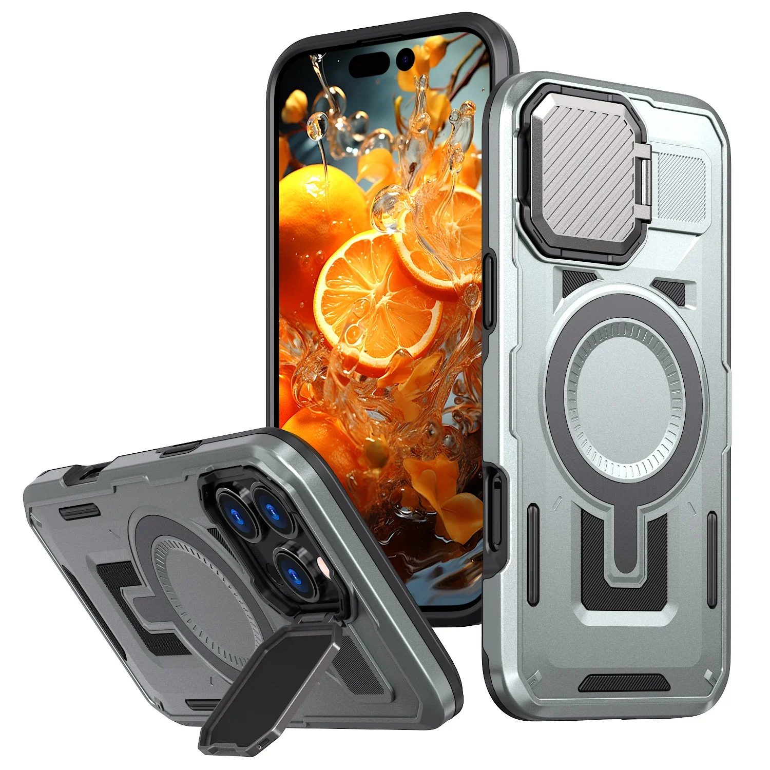 MagSafe Magnetic Protective Case with Lens Kickstand & Impact Resistance