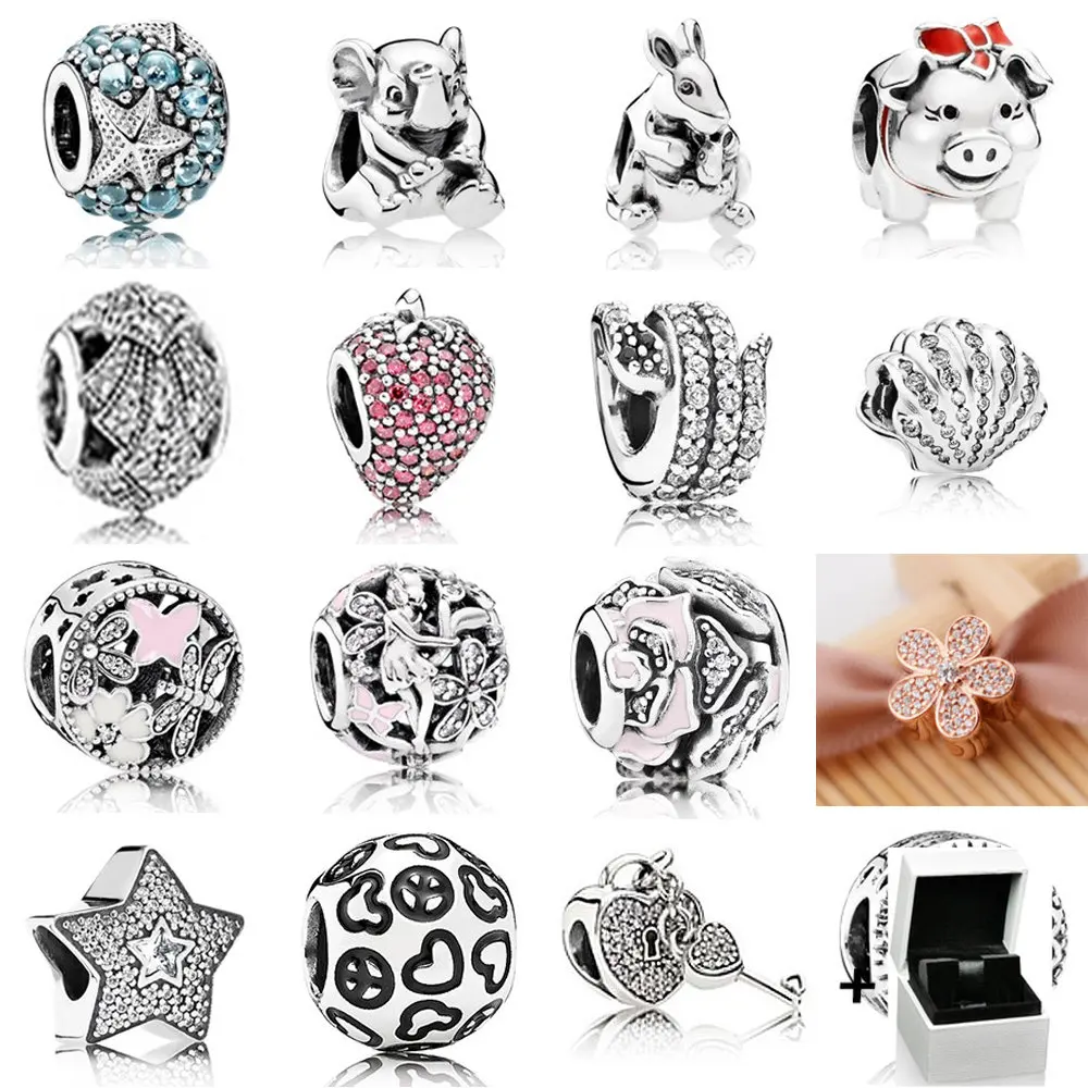 

Бусины из чистого серебра 100% пробы, с фианитом