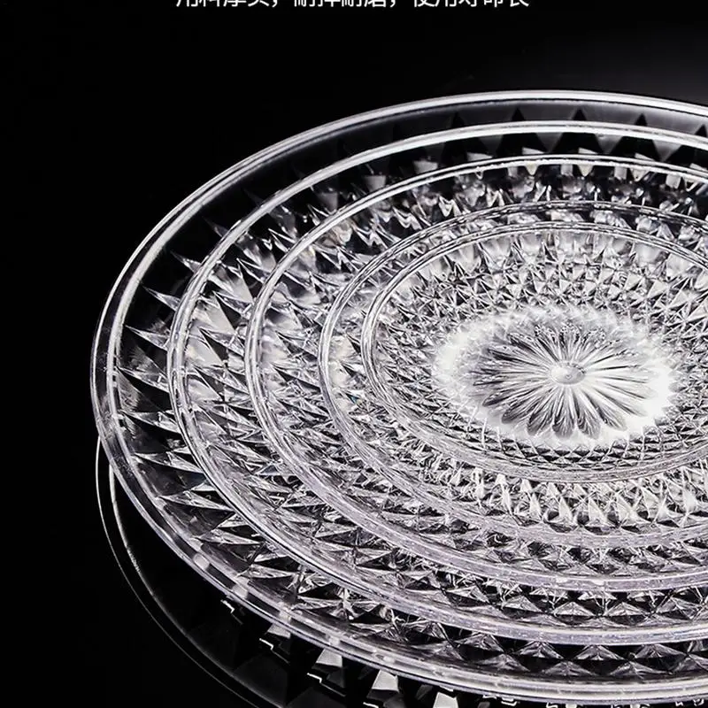 Round Fruit Trays Acrylic Clear Snack Plate Transparent Round Dessert Plate for Biscuits Snacks Desserts Candies Cakes 5