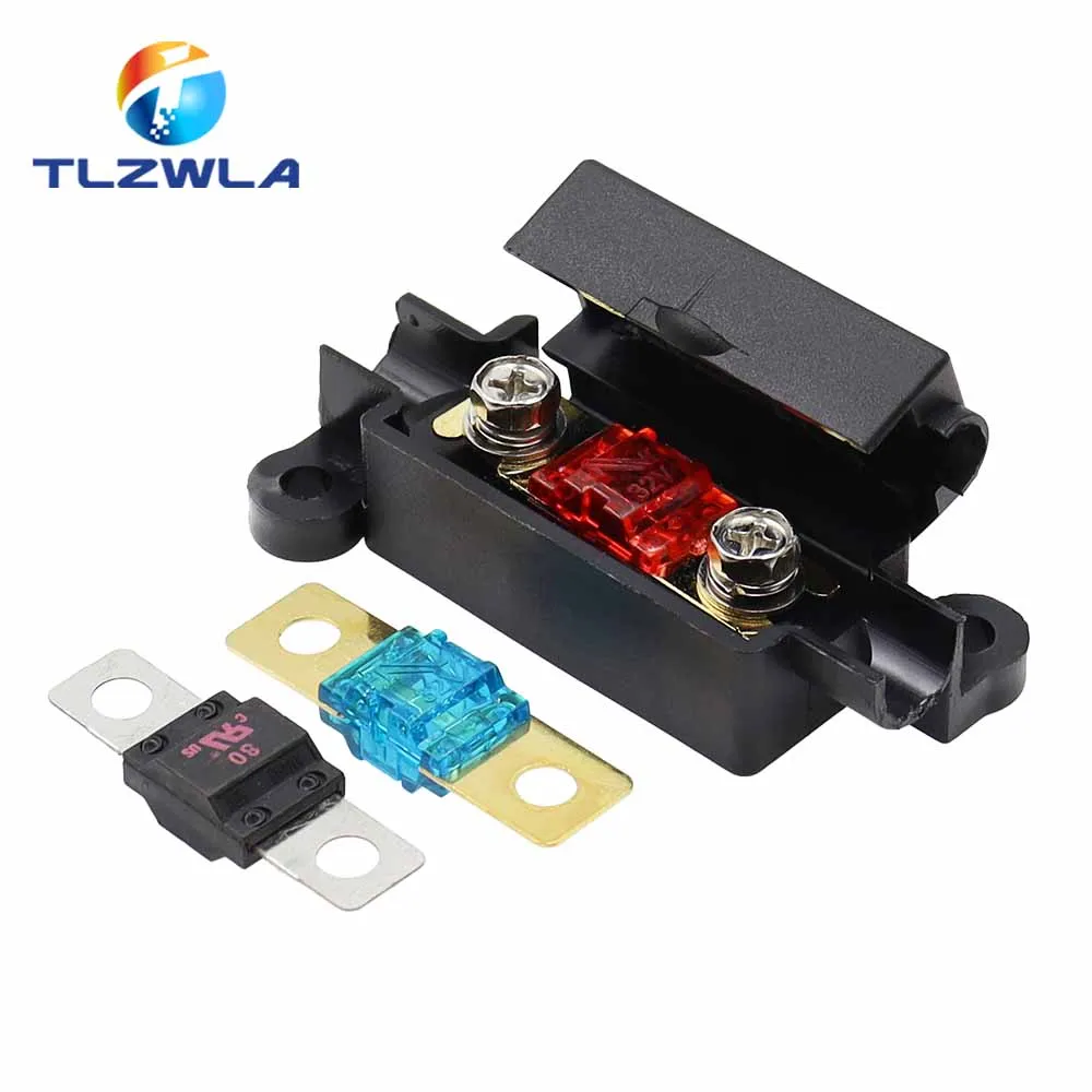 Auto fuse Flat Plate Type 32V Fork Type Bolt Battery Fuse Car Modification Stand 30A-100A Fuse Box 1Set car fuses