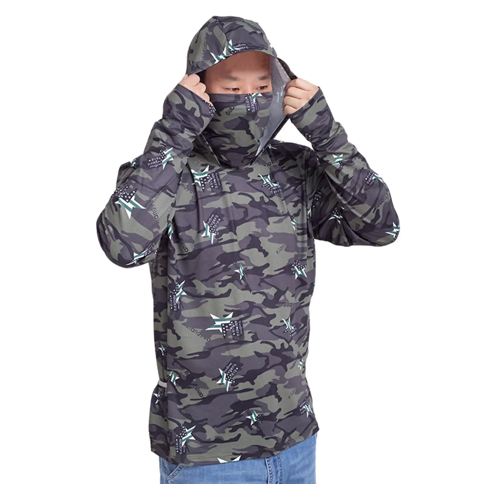 Men`s Sun Protection Hoodie Shirt Sun Protective Clothing for Men Cooling Shirt