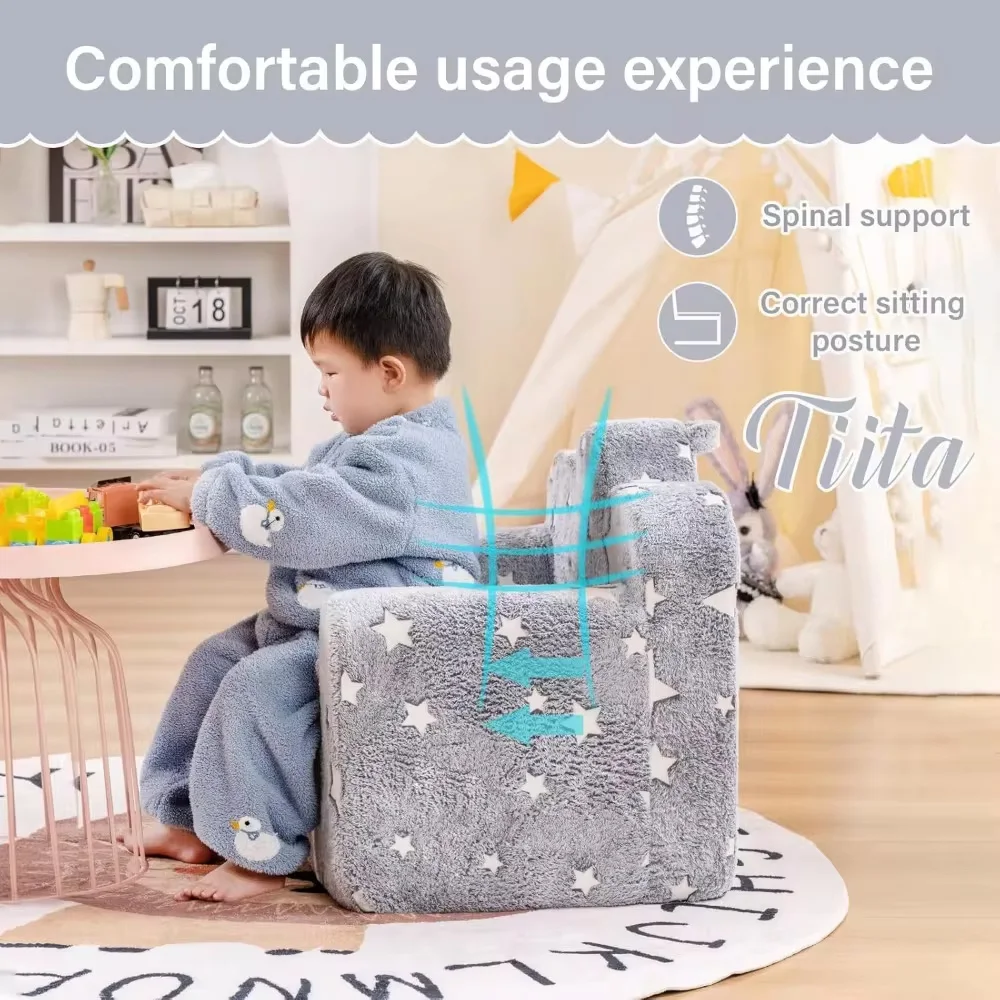 Cute and Lazy Sofa Mini Casual Seat Cartoon Children's Sofa Reading Glow in The Dark Simple Sofa Baby Sofa Toddler Kids Couch 2